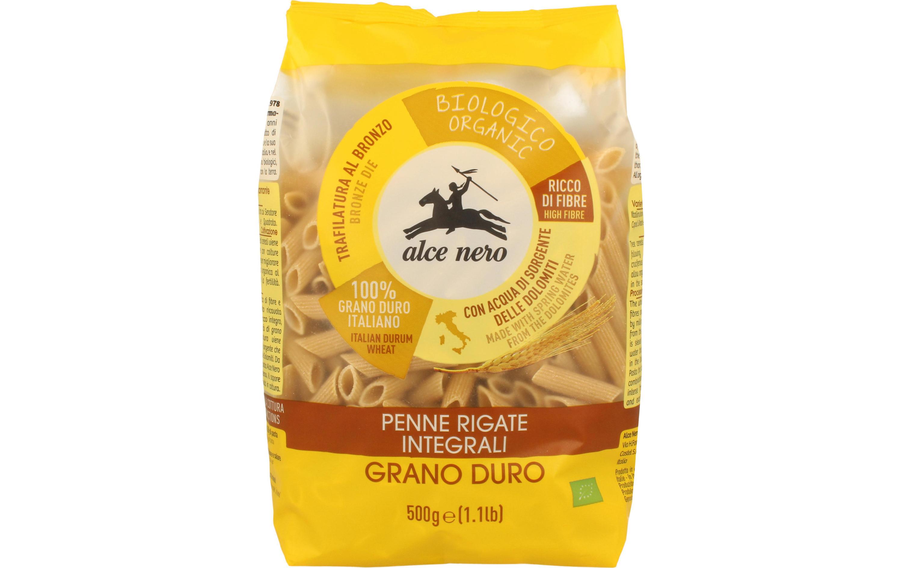 Teigwaren Bio Penne Vollkorn 500 gBiologisch zertifizierte Vollkorn-Pasta