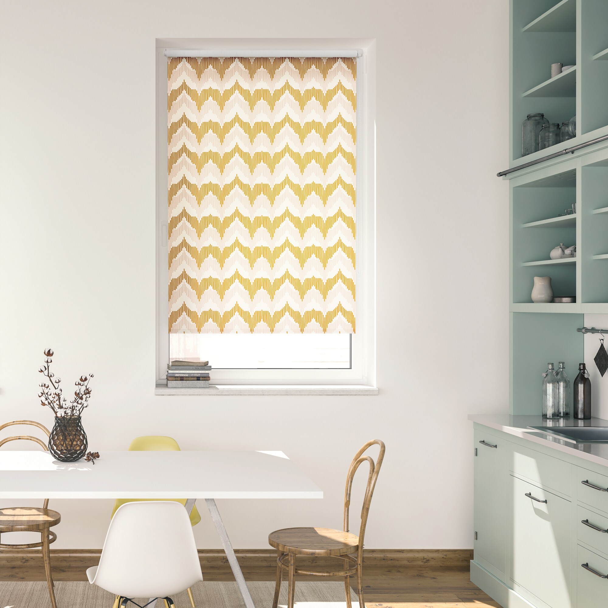 Lichtblick Rollo Klemmfix, ohne Bohren, Verdunkelung, Boho Zig Zag - Gelb