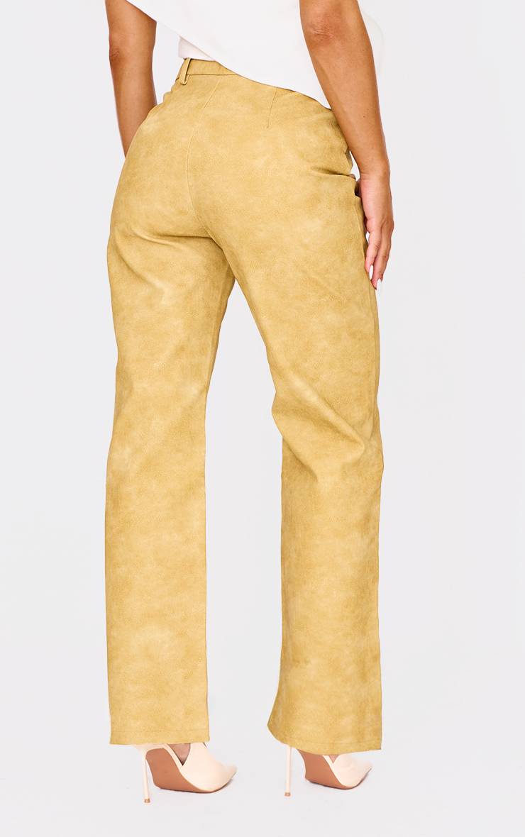 Moutarde Pantalon Droit Court En Synthétique Effet Délavé