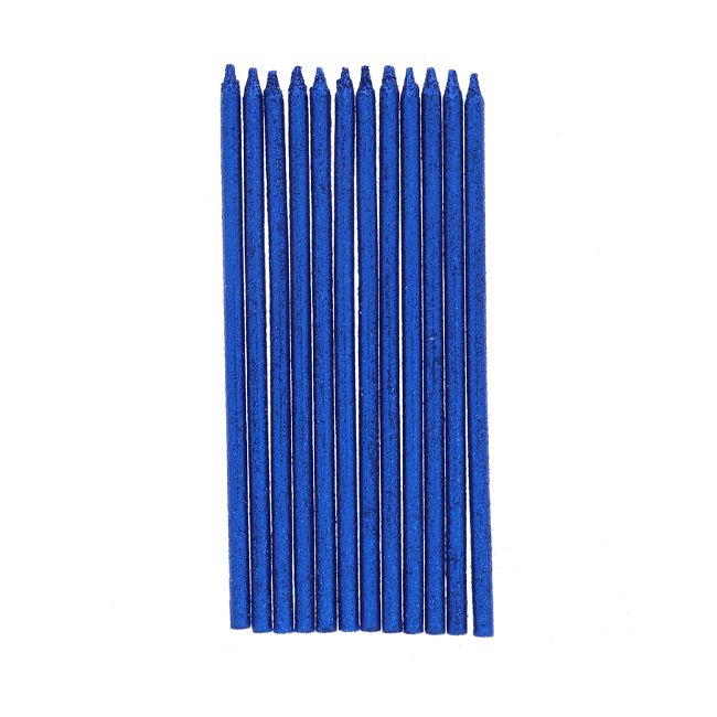 Lot de 12 bougies à paillettes bleues Surprise Partie !