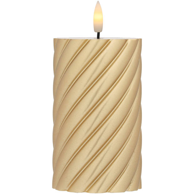 Blokker LED Kaars Swirl - 7,5x12,5 cm - Goud