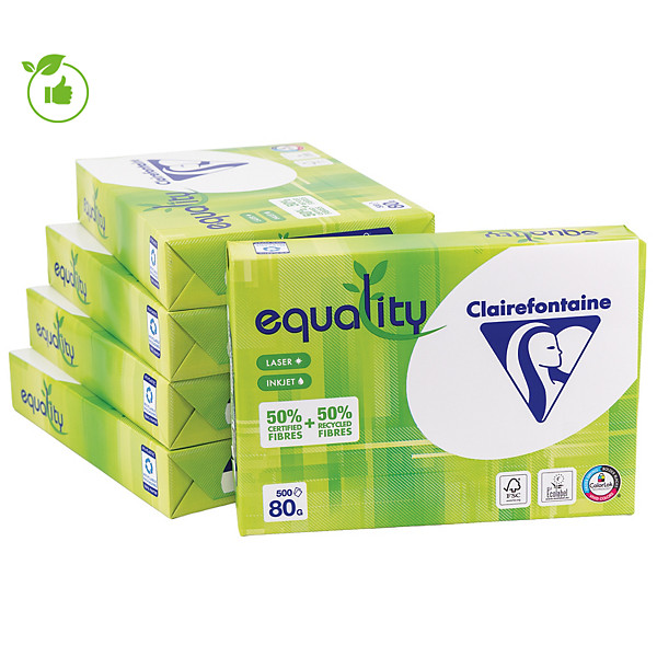 Papier blanc Clairefontaine Equality A4 80g, 5 ramettes de 500 feuilles