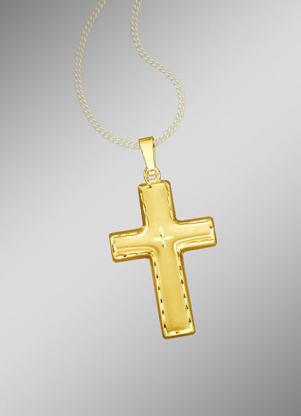 Mattierter und diamantierter Kreuz-Anhänger