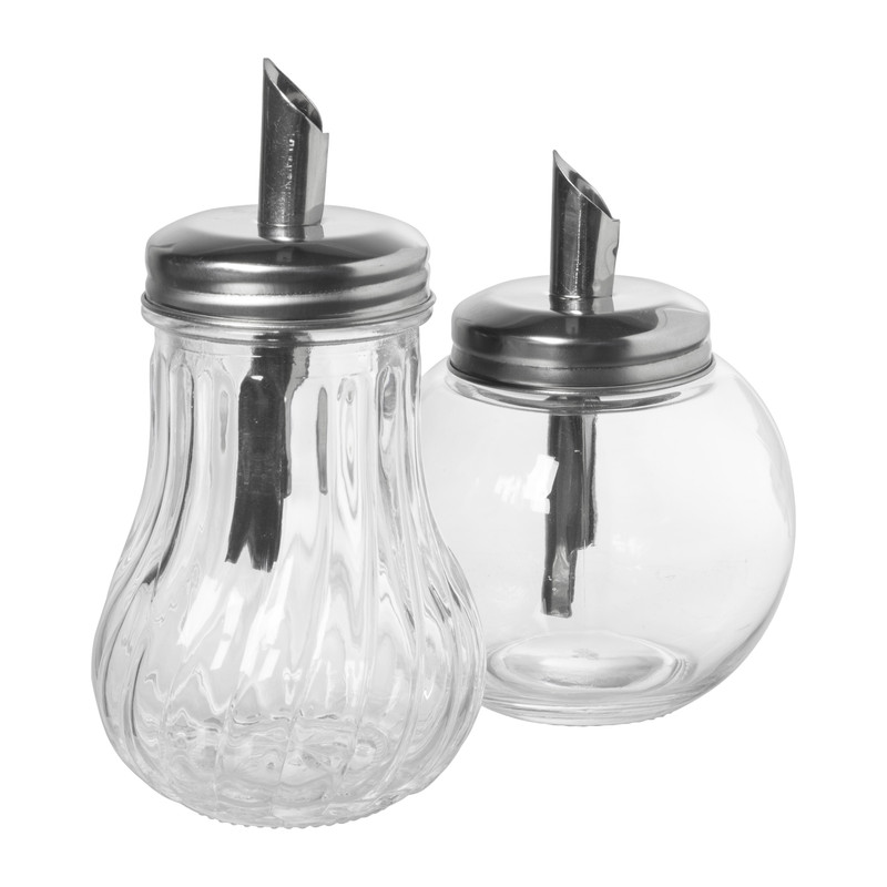 Suikerstrooier lijn - glas/rvs - ø7.5x14.5 cm