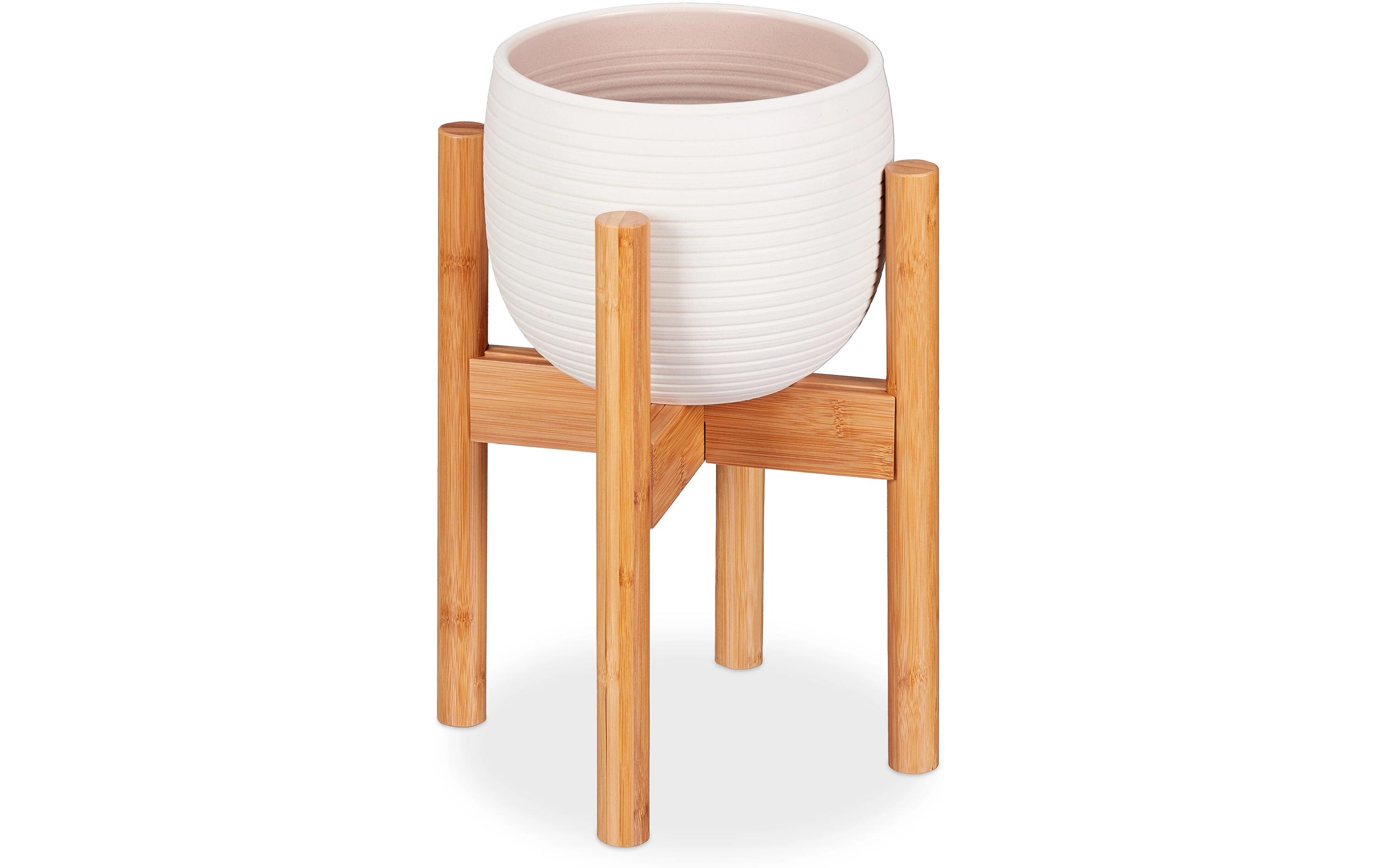 Pflanzenständer verstellbar 35.5 cm, HellbraunBlumentopf mit Ständer