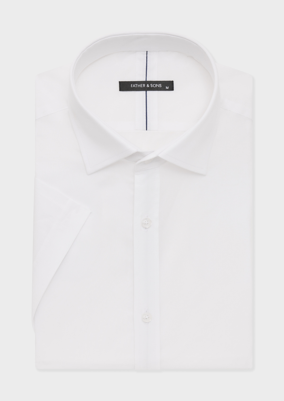 Chemise manches courtes Slim en coton façonné uni blanc