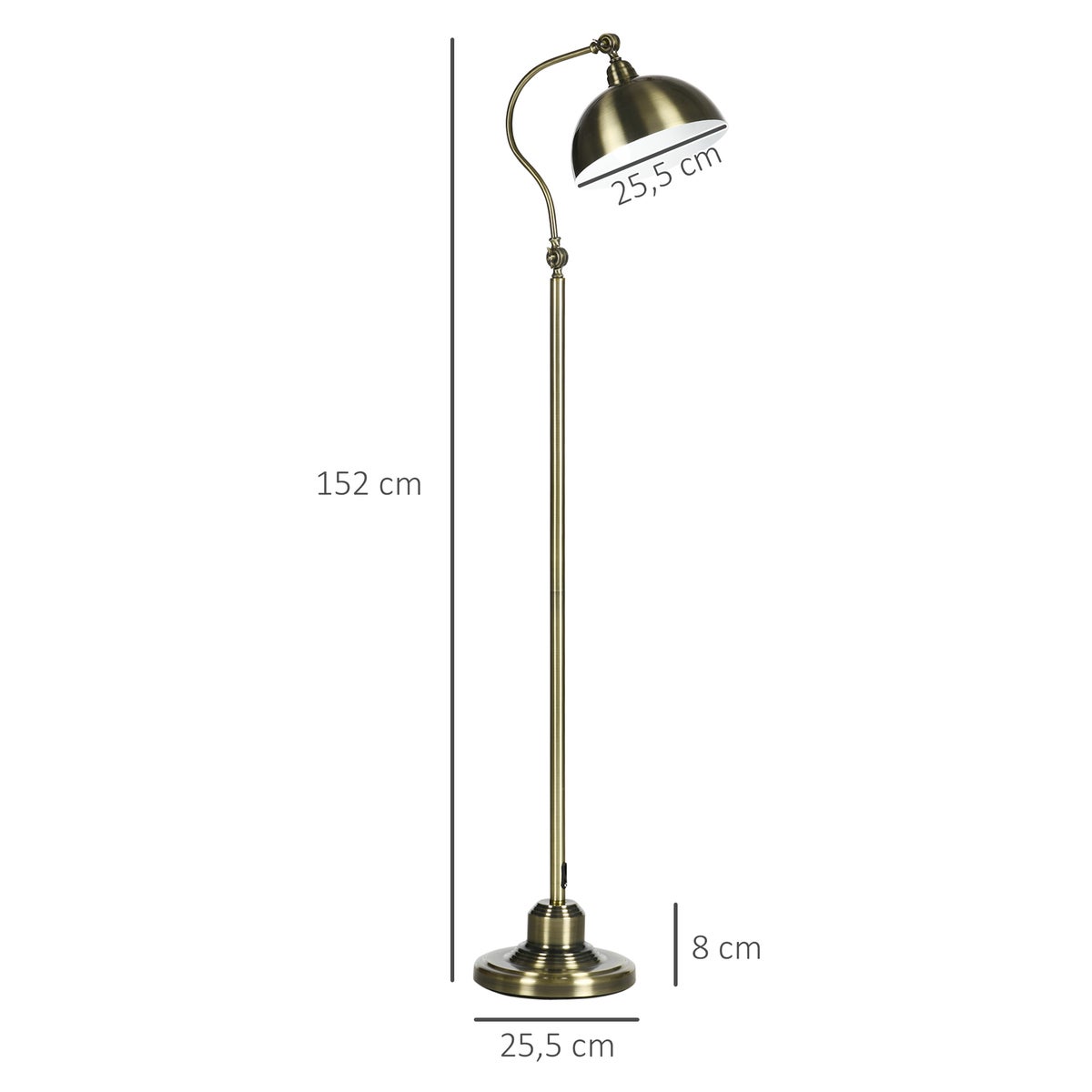 HOMCOM staande lamp, 42L x 25,5B x 152H cm, metaal, brons