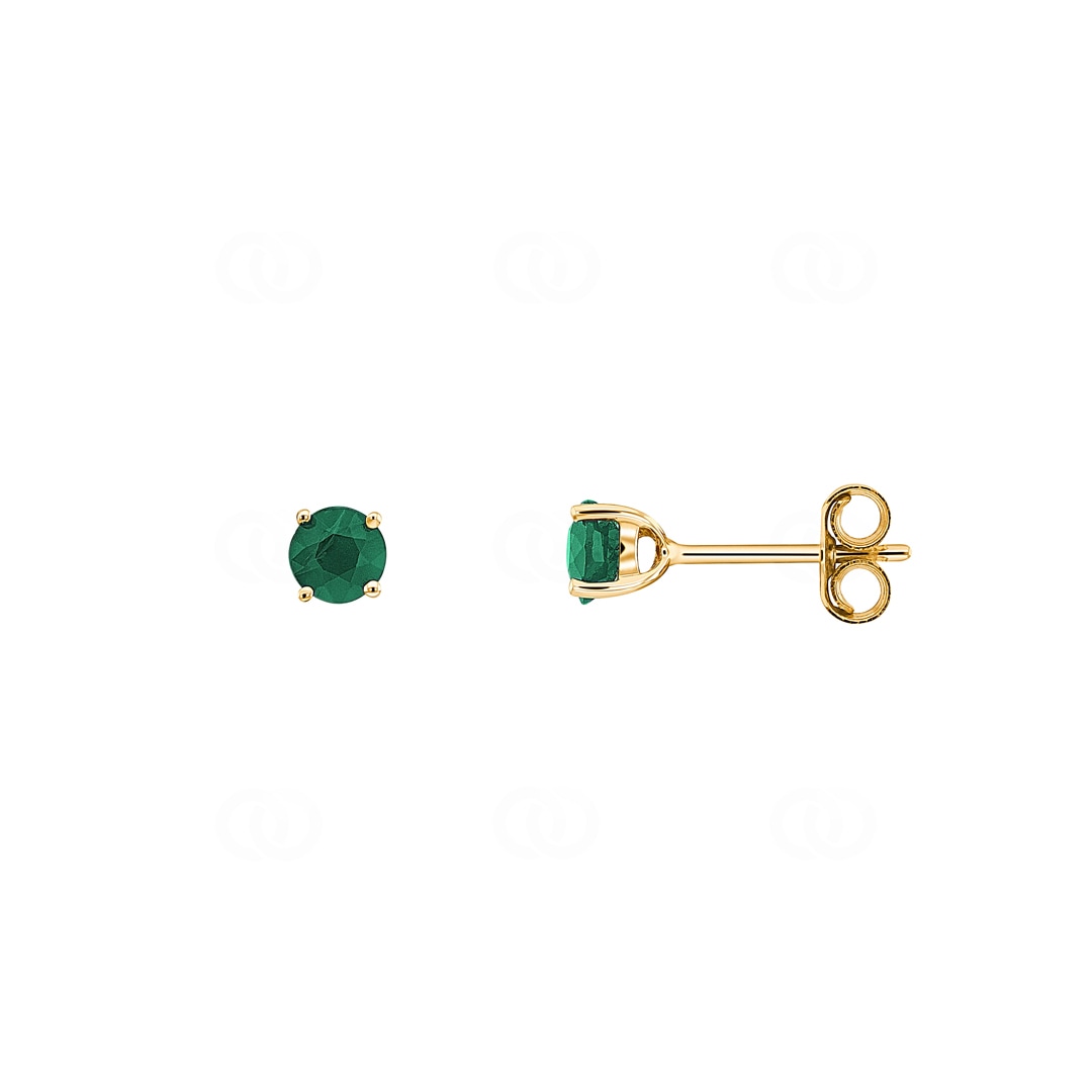 Ohrstecker 750/18 K Gelbgold mit Smaragd Ø 4mm