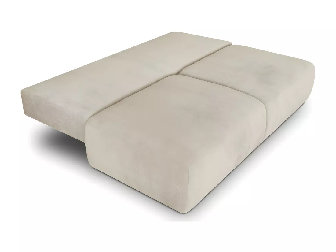 Canapé convertible 3 places avec coffre de rangement en tissu chenille beige - Jasper
