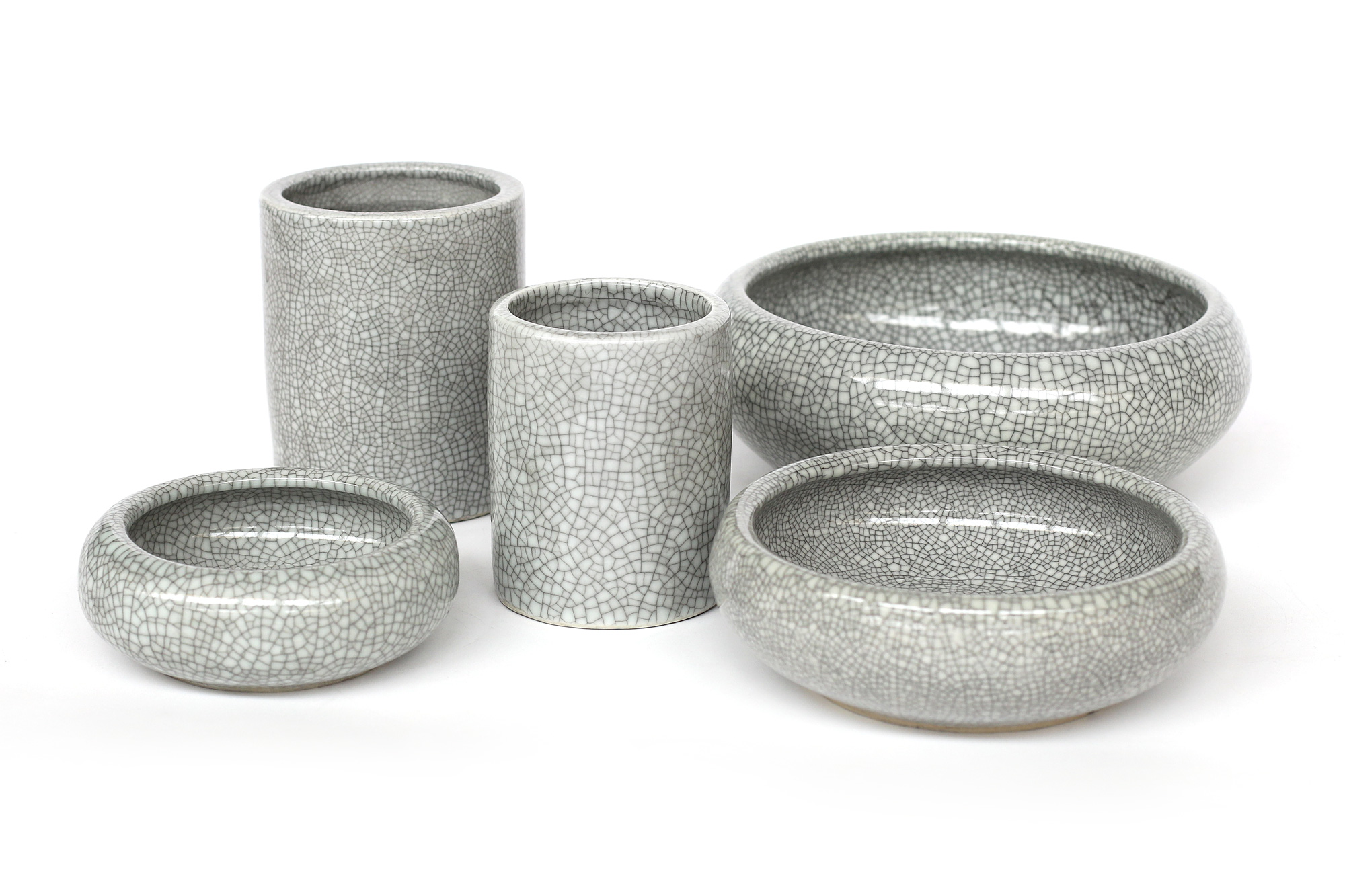 Keramikvase 'Craquelé', grau, Ø 10 cm, H 13 cm von fischer's lagerhaus