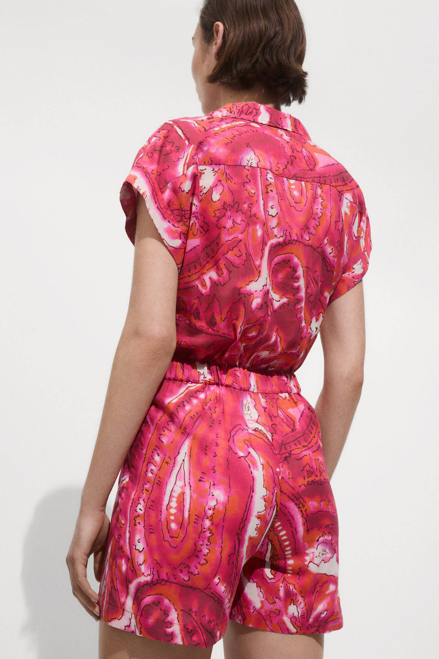 Mango playsuit met all over print roze
