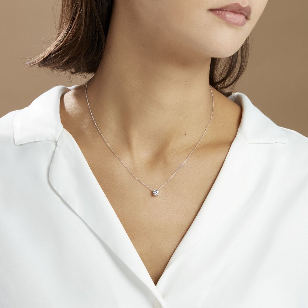 Collier Collection Aphrodite Or Blanc Diamant Synthetique