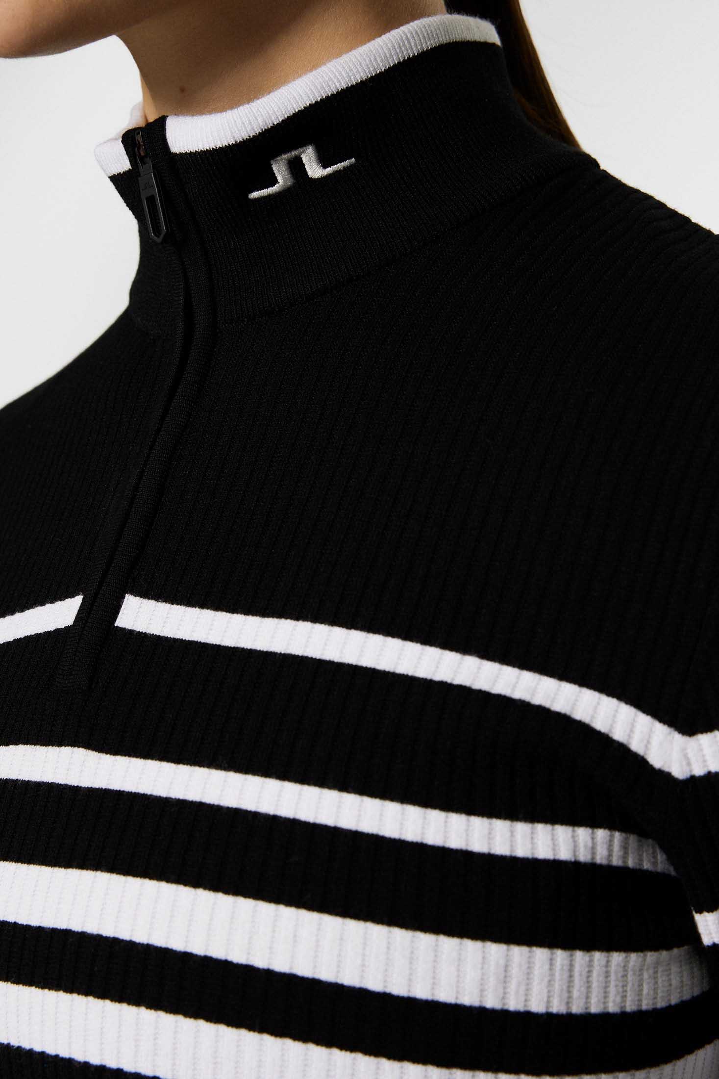 Cheryl Knitted Zip Sweater Dame Black