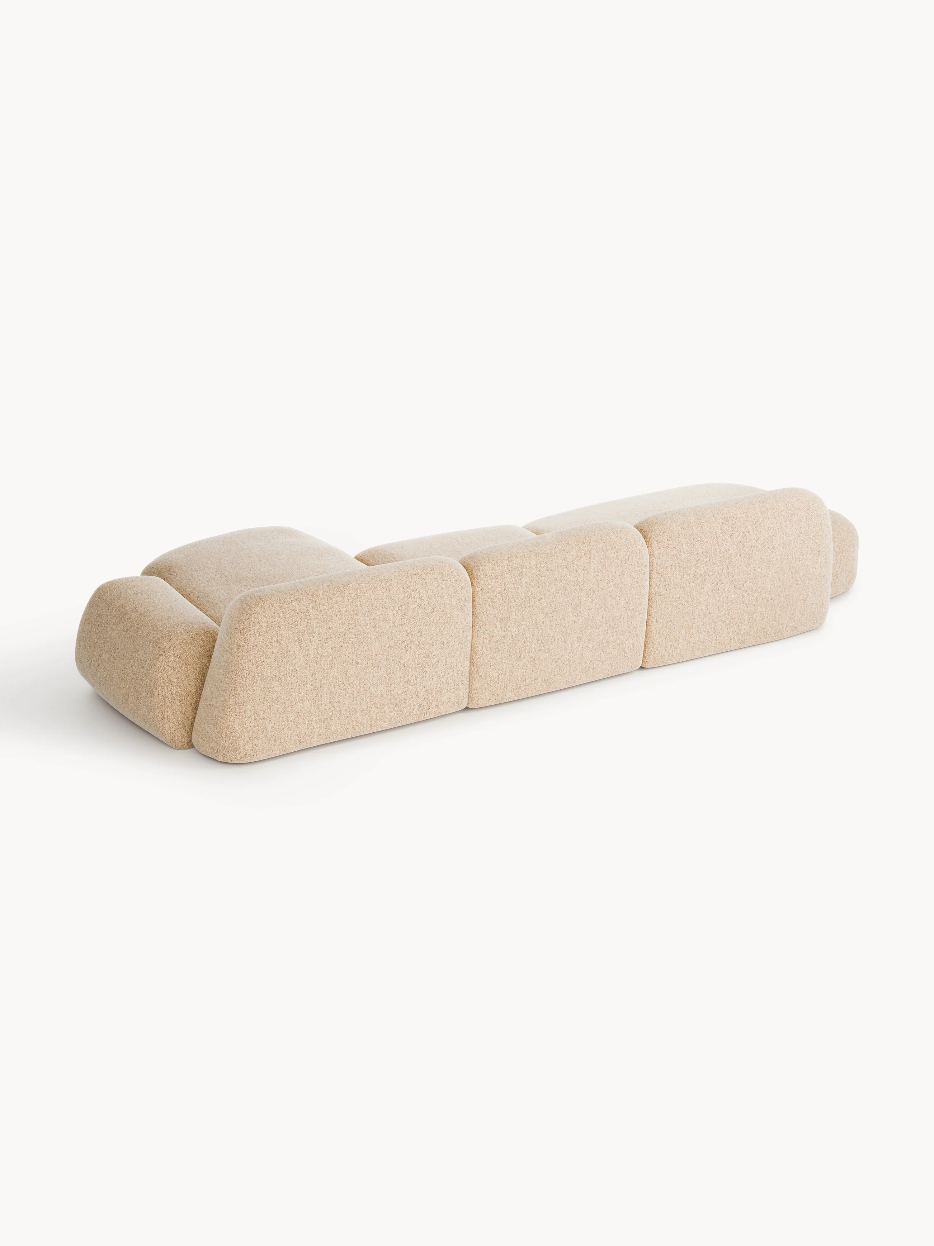 Modulaire bouclé hoekbank Wolke (4-zits) met chaise longue
