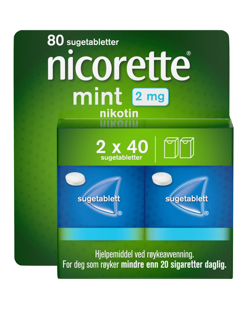 Nicorette Mint sugetablett 2 mg nikotin, 80 stk, slutte å røyke