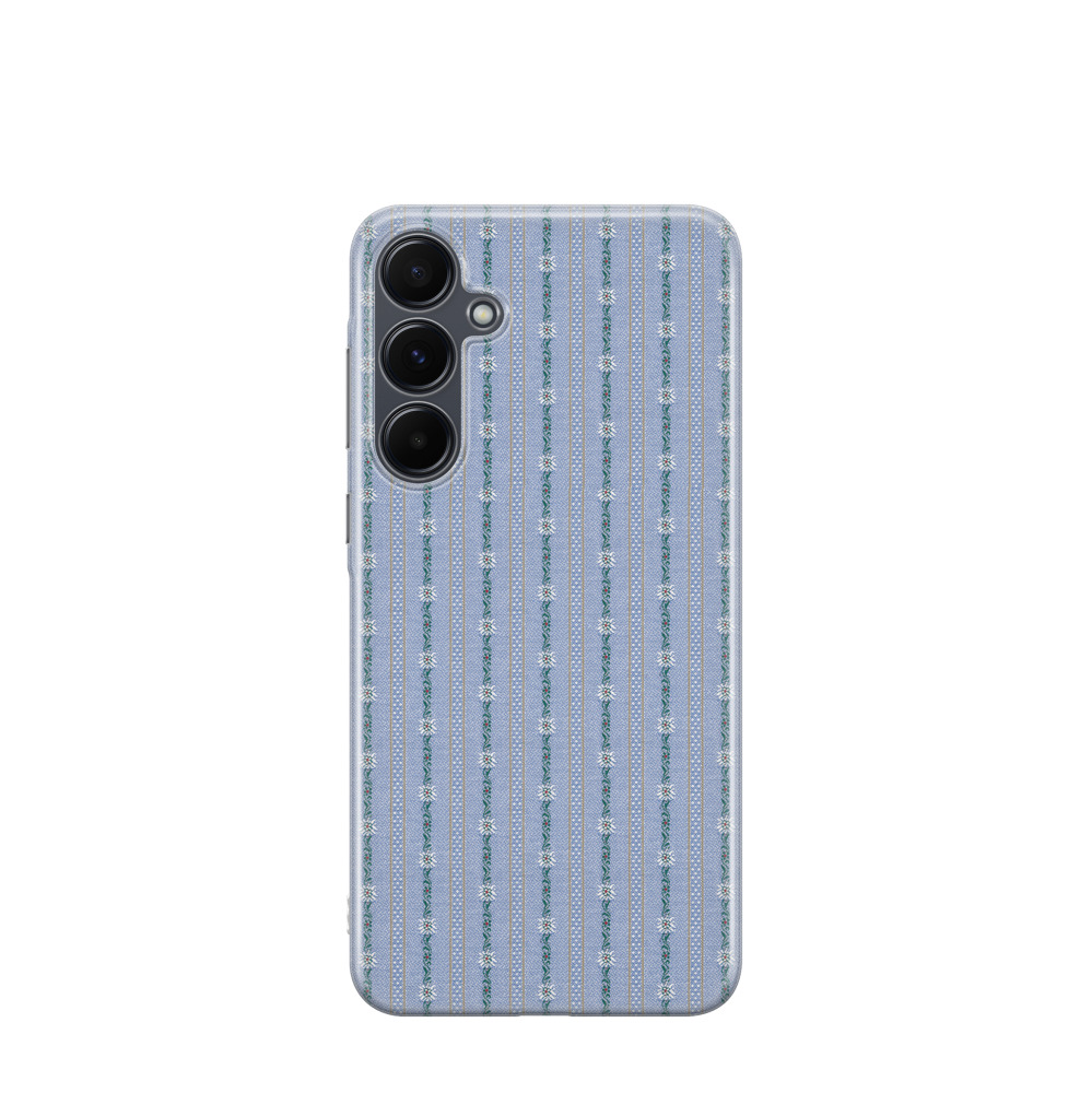 Samsung Galaxy A55 Gummi Hülle Edelweiss Schwinger Design - Transparent