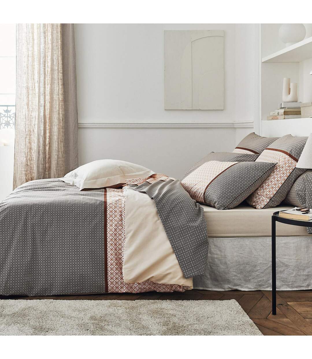 Drap plat 280x310 cm percale coton GABIN marron