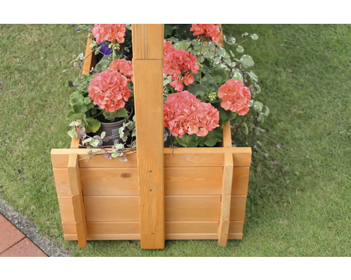 Bloembak met trellis, promadino hout, 140 x 65 x 140 cm, bruin