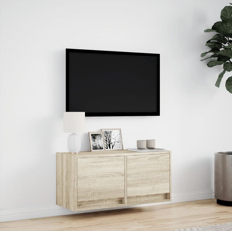 vidaXL Tv-wandmeubel - Sonoma Eikenkleur - Met LED-verlichting
