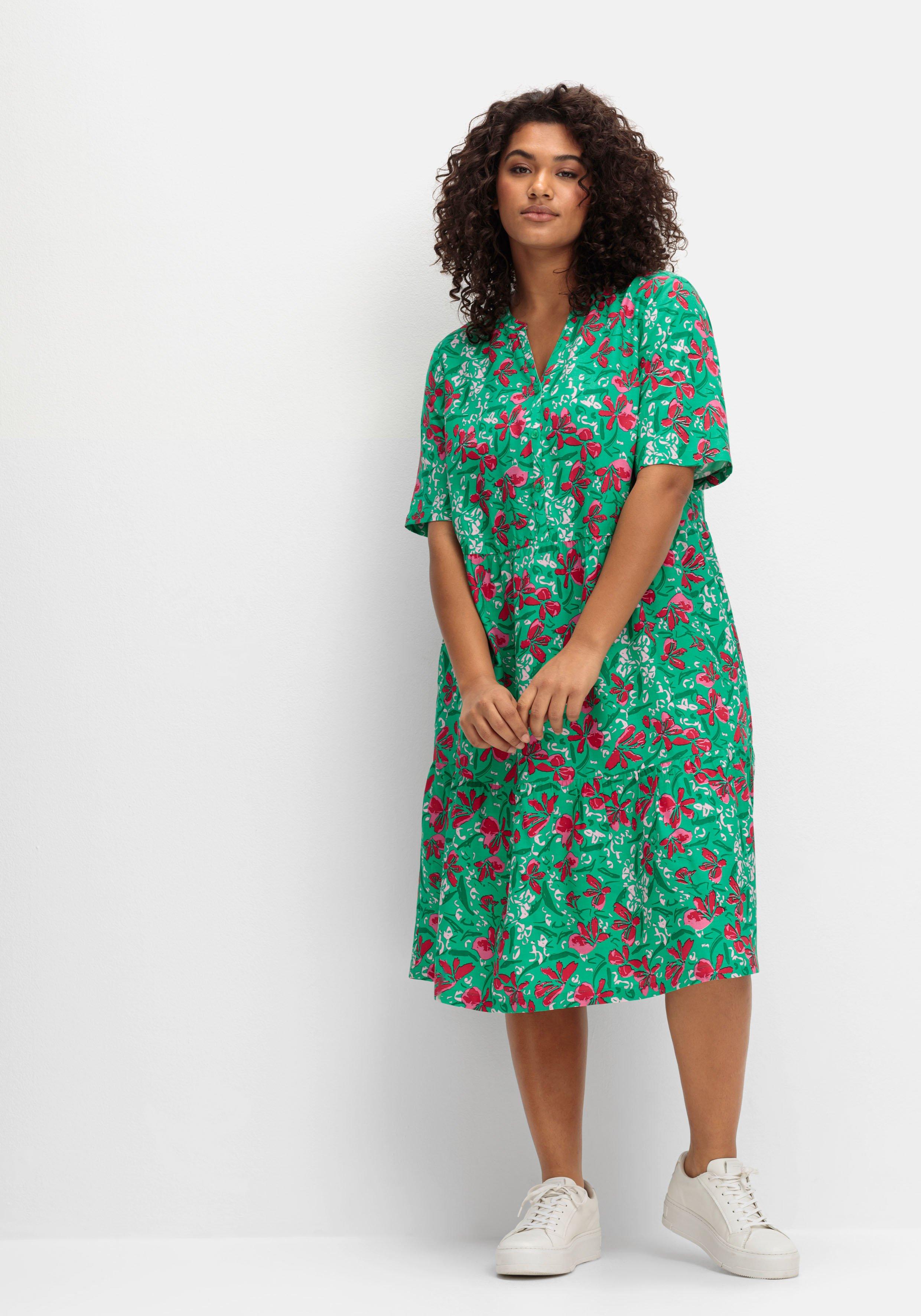 Kleid mit floralem Alloverprint und Seitentaschen