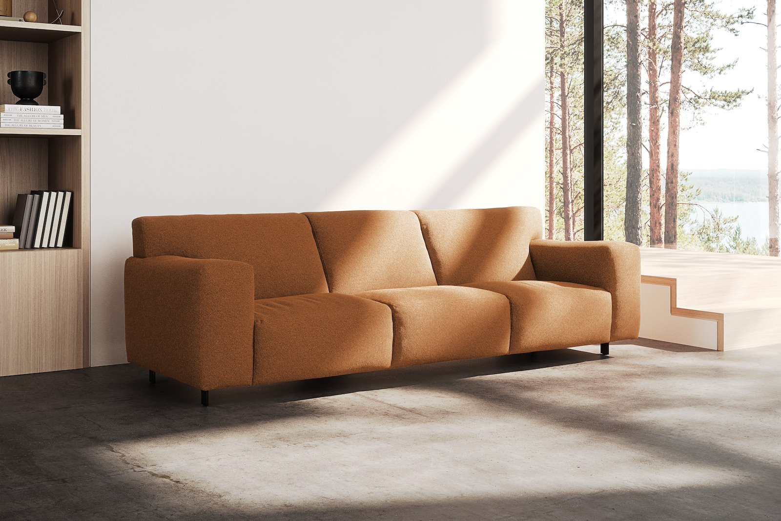 Vesta 4-seter I Tekstil Marilyn Bronze, standardsøm, sort metallben 10 cm, Comfort CM