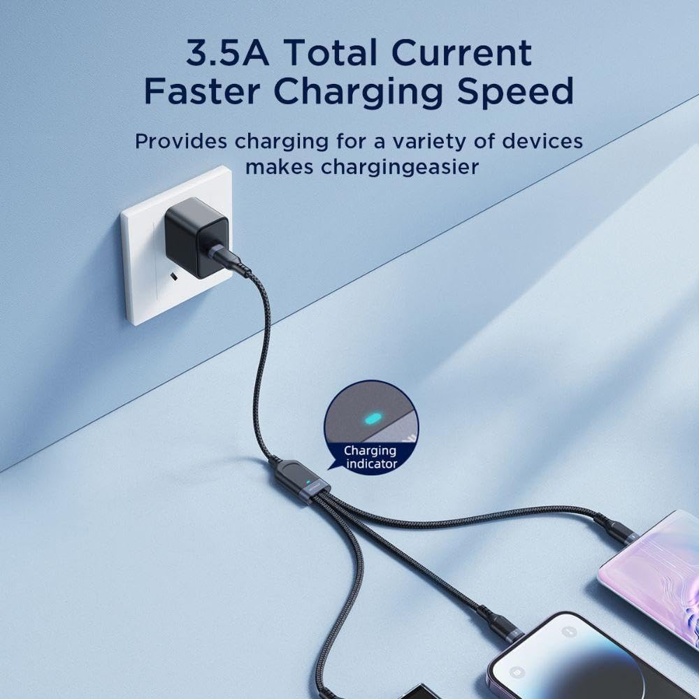 (30cm) 3in1 USB C auf USB C / Lightning / Micro USB Ladekabel Datenkabel (S-A18) - Schwarz
