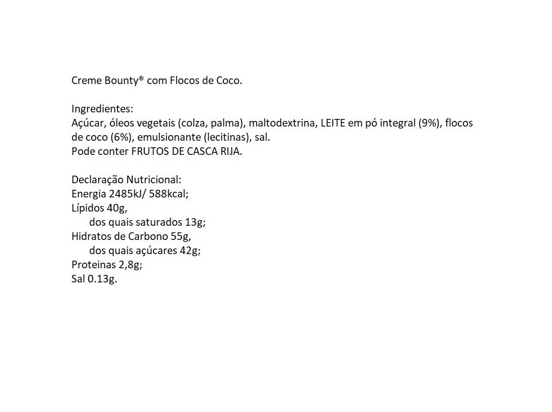 CREME PARA BARRAR BOUNTY 200 G