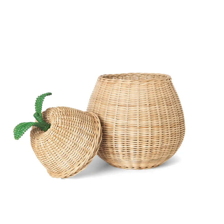 Ferm Living - Birnenförmiger Aufbewahrungskorb H 59 cm, natur / grün