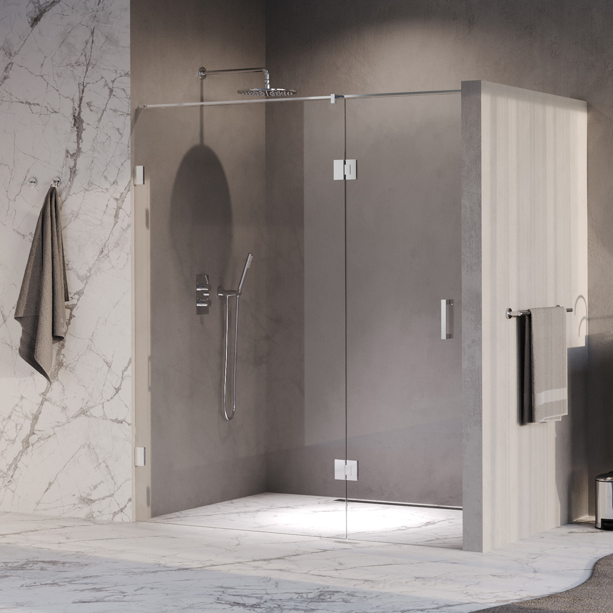 Brauer Void profielloze nisdeur 170cm met draaideur 70cm aan glas chroom