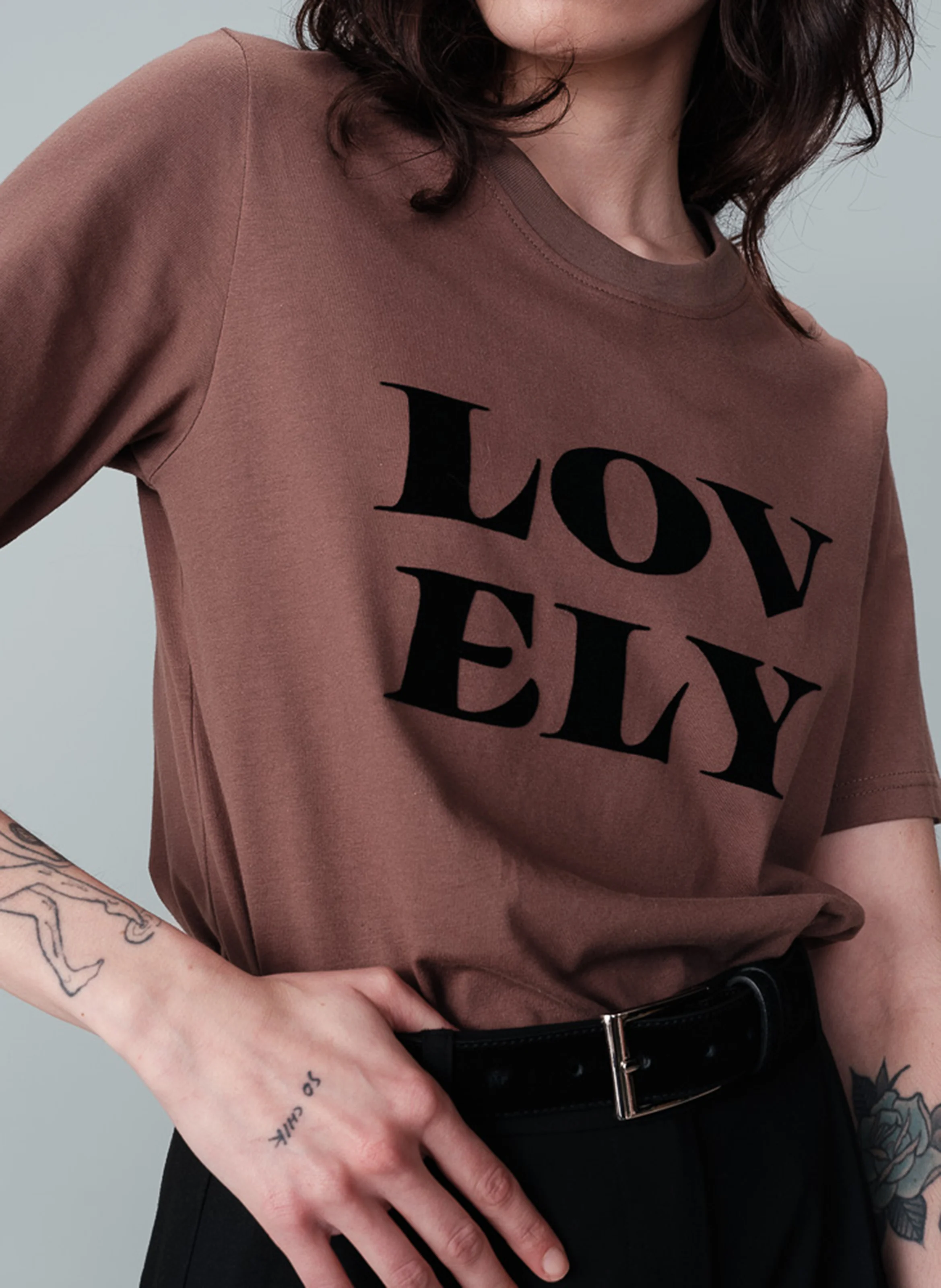 NIXON - Tee-shirt col rond droit en coton sérigraphié | Marron
