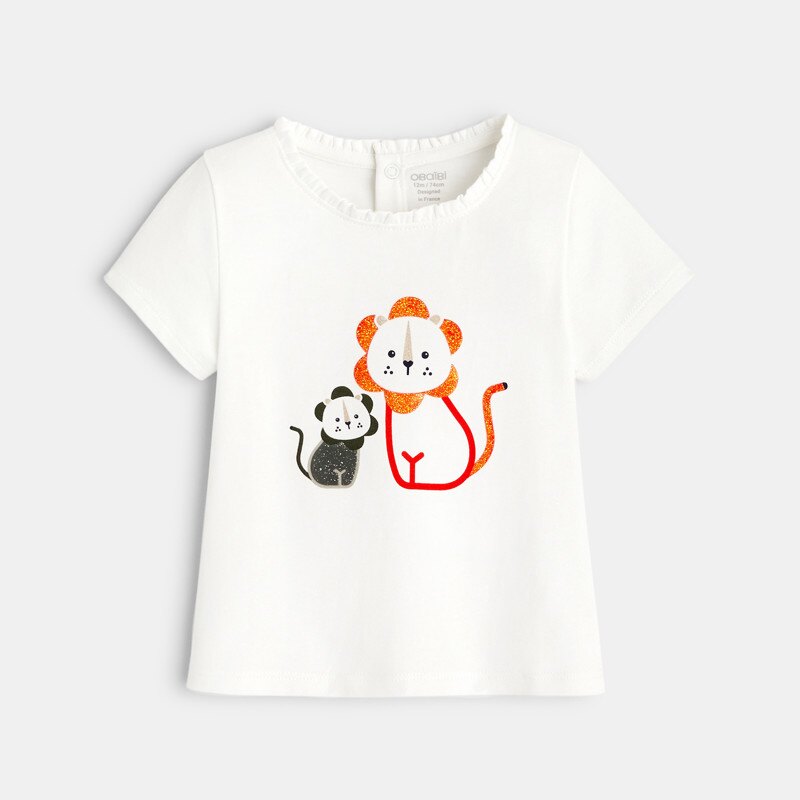 T-shirt lions brillants orange bébé fille Orange