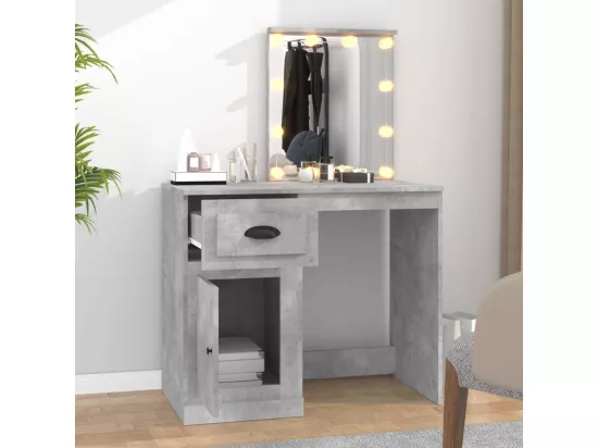 Coiffeuse avec LED gris béton 90x50x132,5 cm bois d'ingénierie