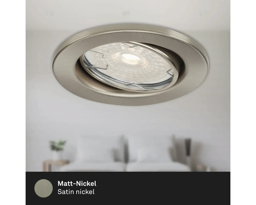 LED inbouwspots set IP23 dimbaar 3-delig 3x5W 3x380 lm 2700K nikkel/mat Ø 8,6/6,8 cm 230V