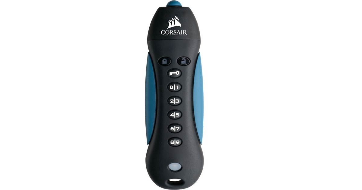 CorsairFlash Padlock 3 128GB Secure USB 3.0 Flash Drive usb-stick  (Zwart/blauw, CMFPLA3B-128GB)