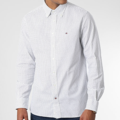 Chemise Manches Longues Classic Oxford Mini Print 8317 Blanc