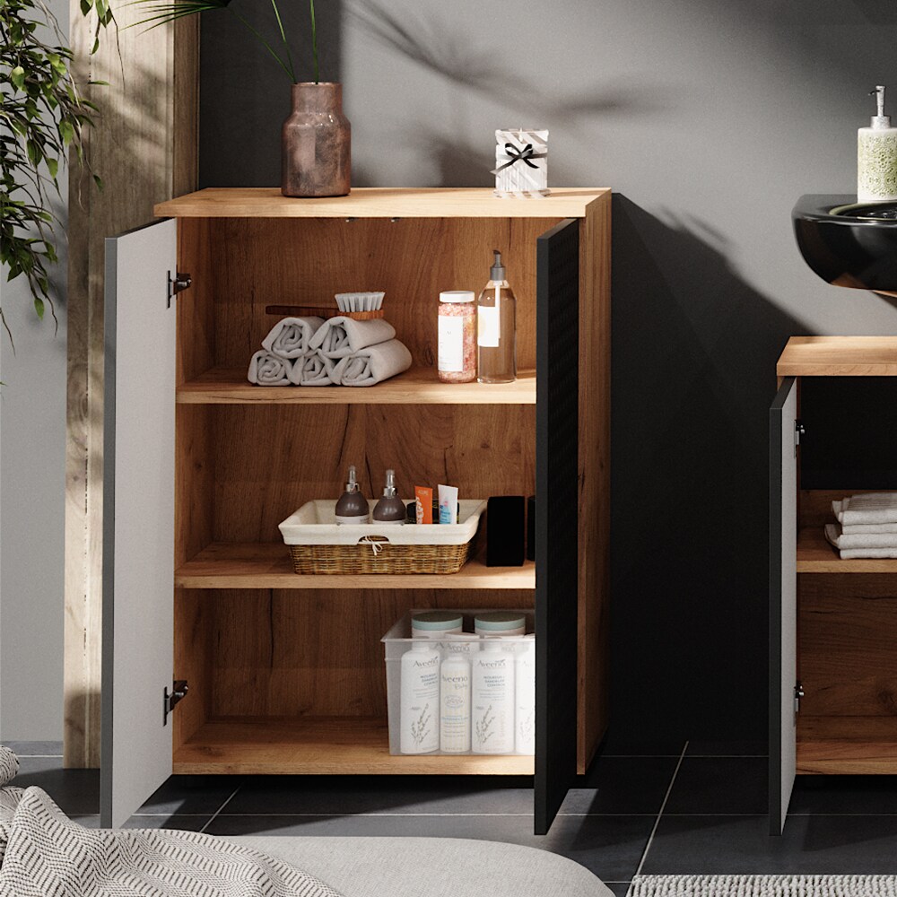 Vicco Badschrank Irma Eiche Anthrazit 60 x 81 cm Badezimmer