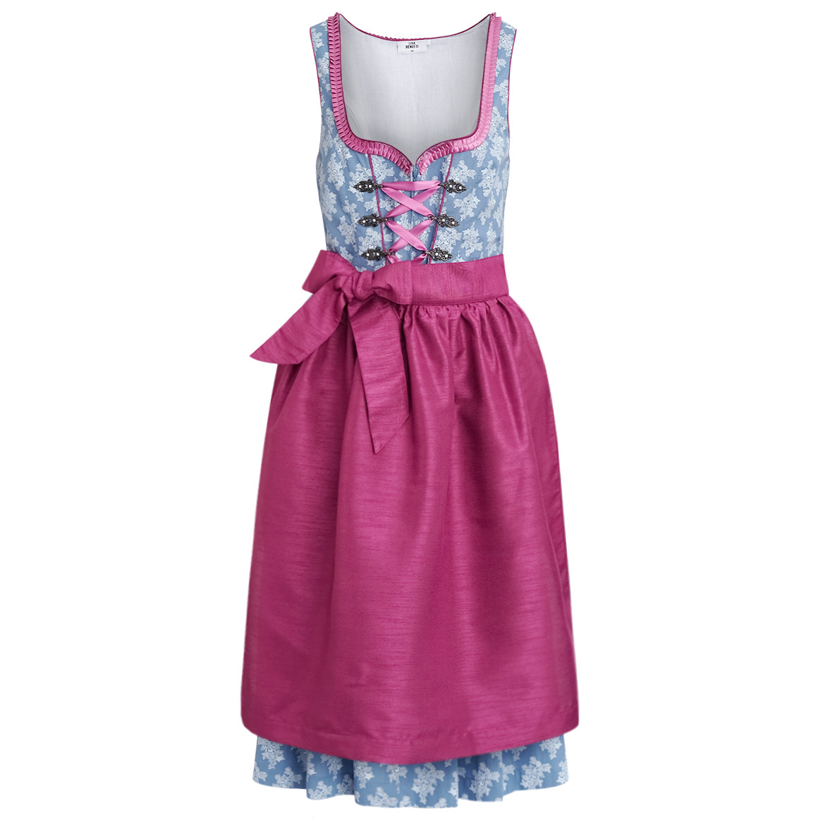 Gina Benotti Damen Dirndl mit floralem Muster blau / dunkelrosa