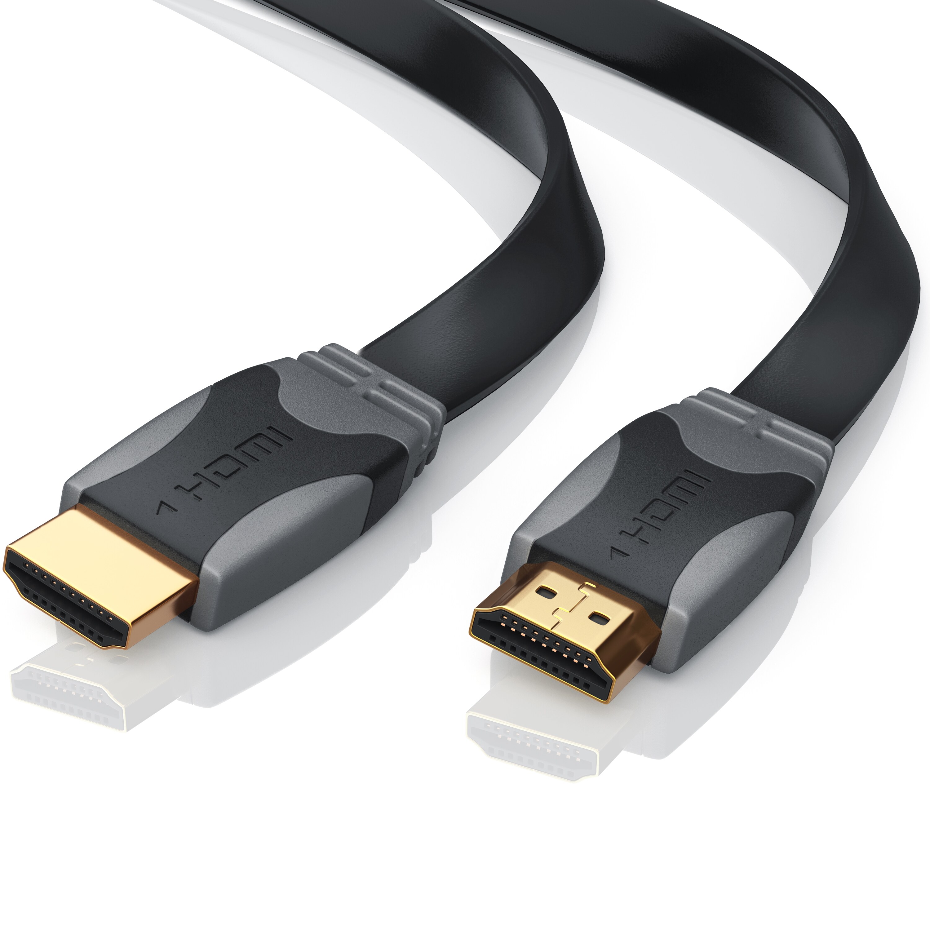 CSL HDMI-Kabel 1.4a, Full HD Flachband-Kabel 1920 x 1080p 60Hz, 3D, Ethernet, CEC, ARC, HDMI Typ A - 5m