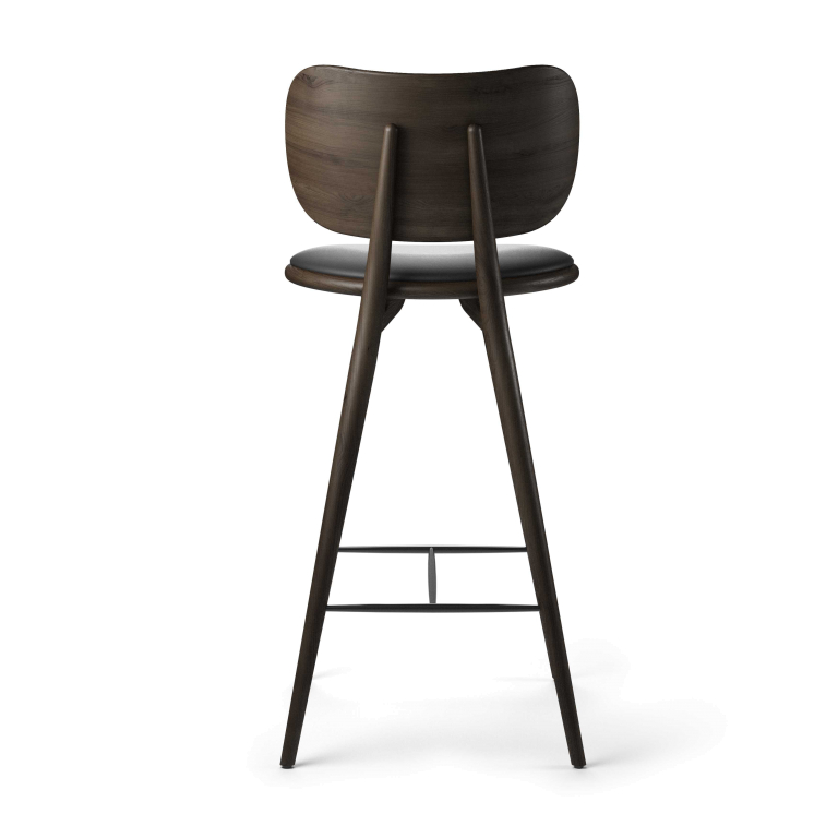 Mater Design High Stool barkruk met rugleuning 74 naturel eiken/leer