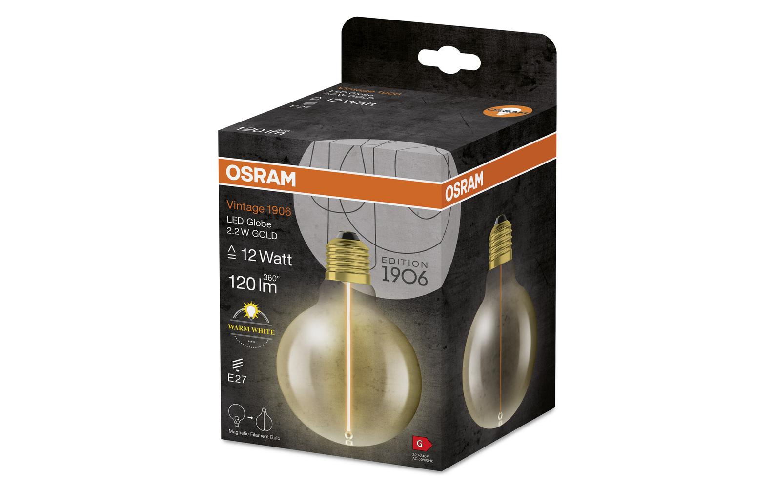 Vintage 1906 LED CLASSIC A 2.2W, E27, WarmweissLED-Lampen, klassische dekorative Lampen mit innovativer LED-«Gluewendel-Magnet»-Technologie
