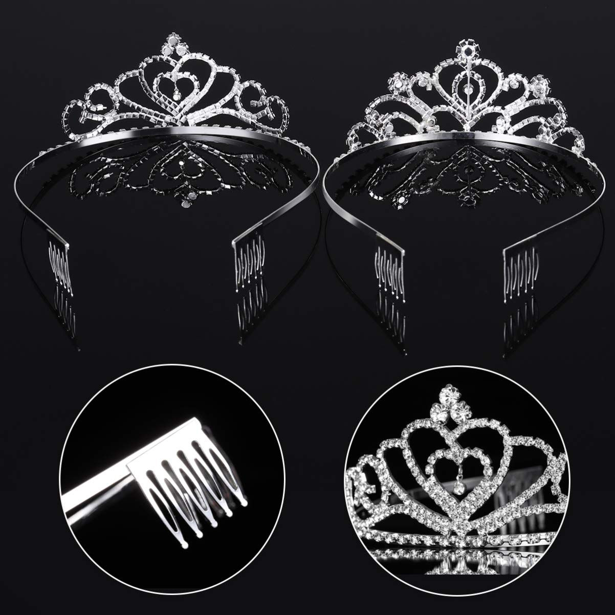 Prinzessinnen Krone mit Strass Fasnachts Kostüm Zubehör Diadem Verkleidung für Motto Partys / Halloween - Silber