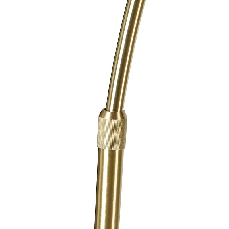 Moderne booglamp messing met marmeren voet en zwarte kap 32,5 cm - XXL