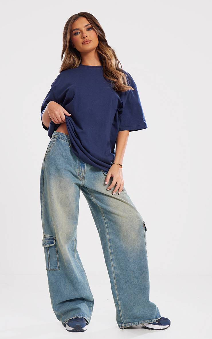 Bleu Foncé T-shirt Boxy Oversize
