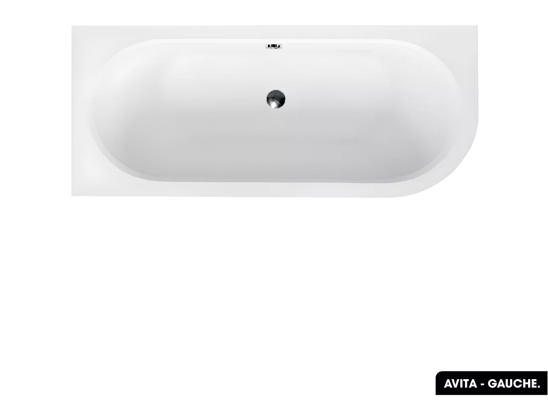 Baignoire d'angle - avec tablier noir Mat et repose tête offert | AVITA | 160 x 75 cm - Gauche