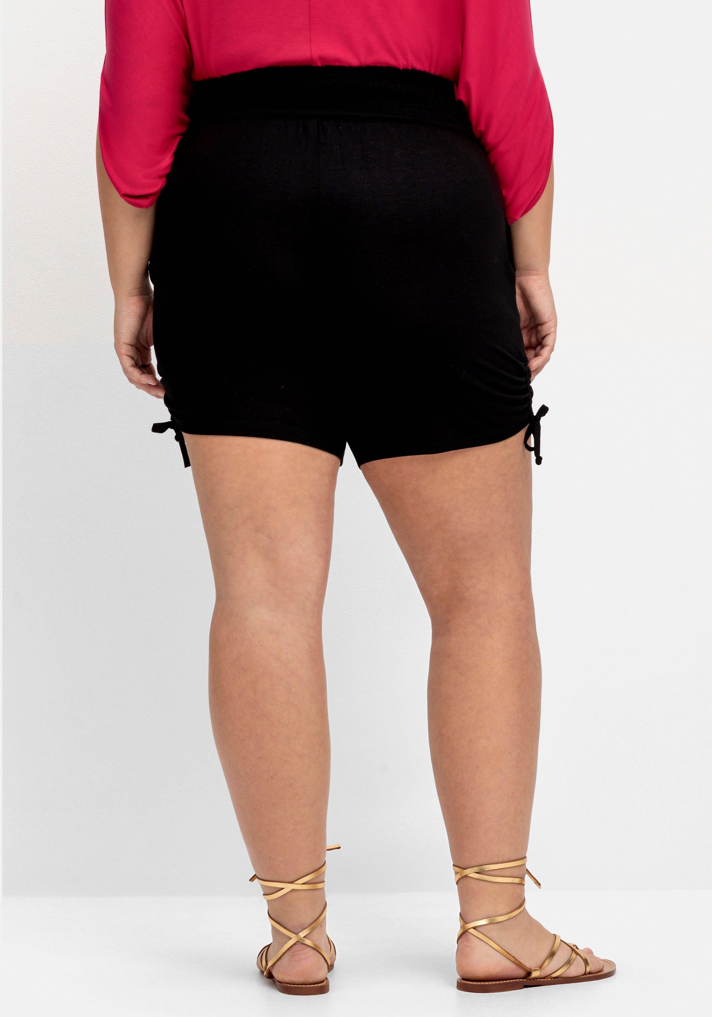 Jerseyshorts mit breitem Smokbund und Raffung seitlich