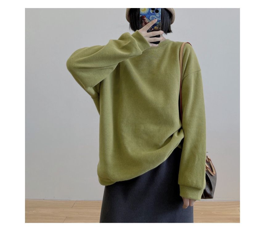 Aumoti - Sweatshirt met ronde hals en losse pasvorm