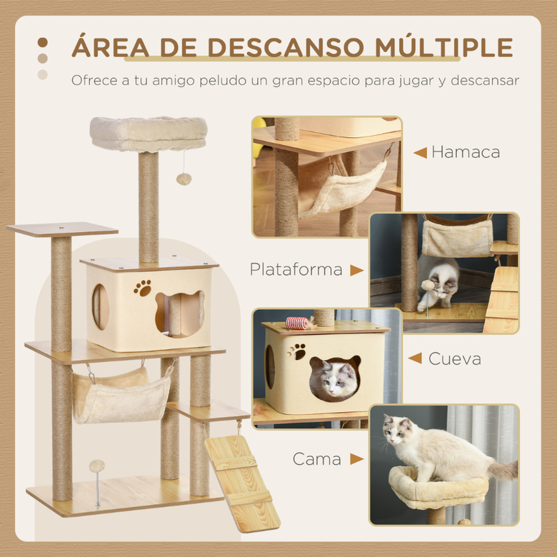 Arranhador para Gatos Pawhut, Bege