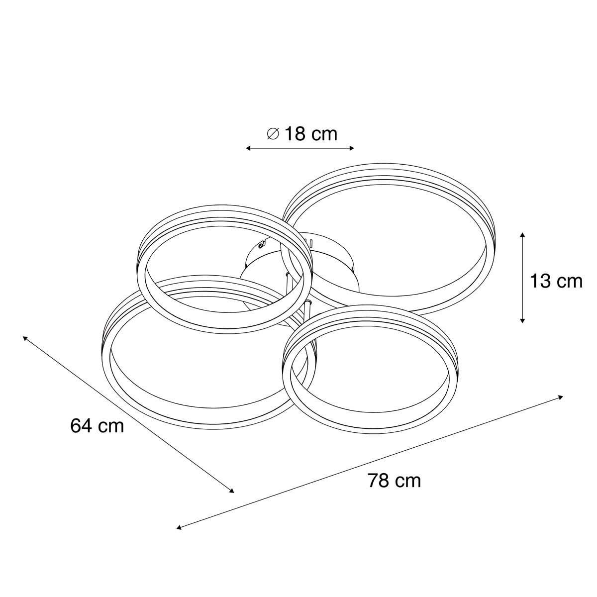 Plafondlamp wit incl. LED 3-staps dimbaar 4-lichts - Navara