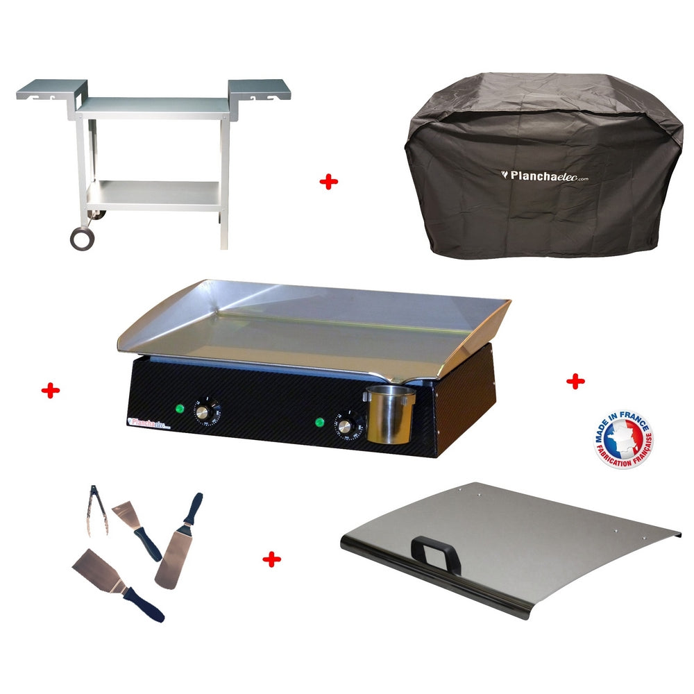 Pack plancha électrique PlanchaElec Lux 600 Carbon - Chariot Odéon 600