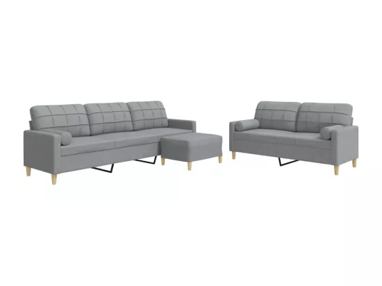 Ensemble de canapés 3 pièces repose-pied et coussins décoratifs
